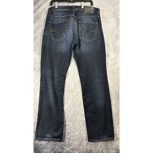 Diesel Jeans Mens 32x30 Larkee Straight Dark Wash Blue Button Fly Distressed